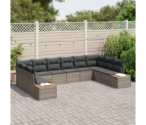 10 Daļu Dārza Dīvānu Komplekts Ar Spilveniem Pelēks Poli Rotangpalma Akācija Vidaxl