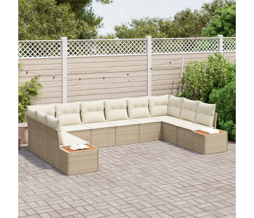 10 Gab. Dārza Dīvānu Komplekts Ar Spilventiņiem Bēšs Poli Rotangpalma Vidaxl