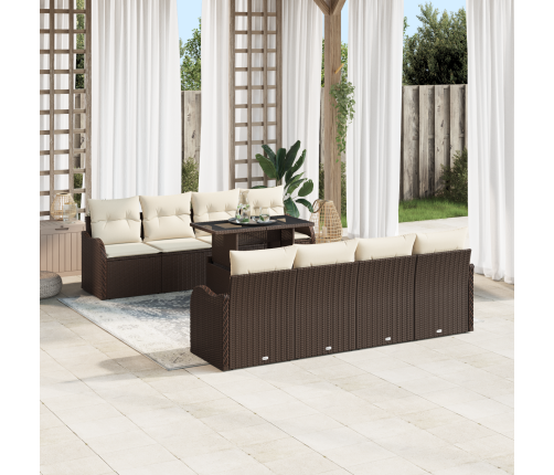 10 Gab. Dārza Dīvānu Komplekts Ar Spilveniem, Brūns Poli Rotangpalma Vidaxl