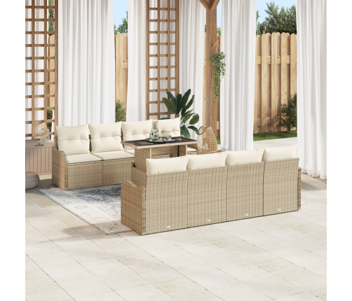 10 Gab. Dārza Dīvānu Komplekts Ar Spilveniem Bēšs Poli Rotangpalma Vidaxl