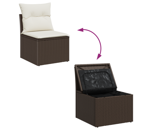 10 Gabalu Dārza Dīvānu Komplekts Ar Spilveniem Brūnā Poli Rotangpalma Vidaxl