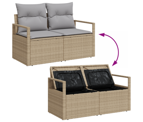 10 Gabalu Dārza Dīvānu Komplekts Ar Spilveniem Bēšā Poliratanā Vidaxl