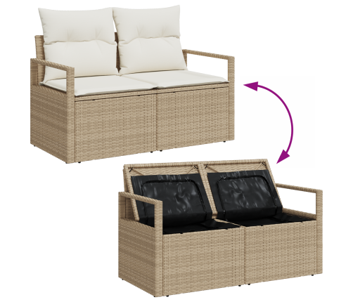 10 Gab. Dārza Dīvānu Komplekts Ar Spilveniem Bēšs Poli Rotangpalma Vidaxl