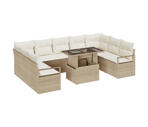 10 Gab. Dārza Dīvānu Komplekts Ar Spilveniem Bēšs Poli Rotangpalma Vidaxl