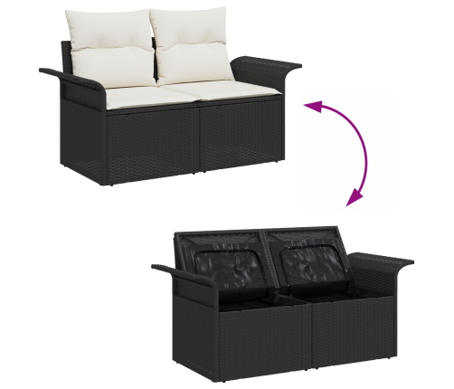 10 Gab. Dārza Dīvānu Komplekts Ar Spilveniem Melns Poli Rotangpalma Vidaxl