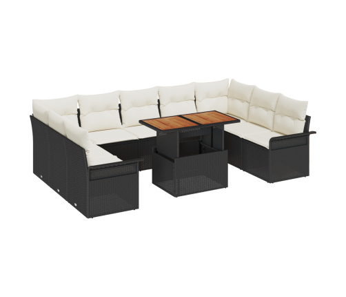 10 Gab. Dārza Dīvānu Komplekts Ar Spilveniem Melns Poli Rotangpalma Vidaxl