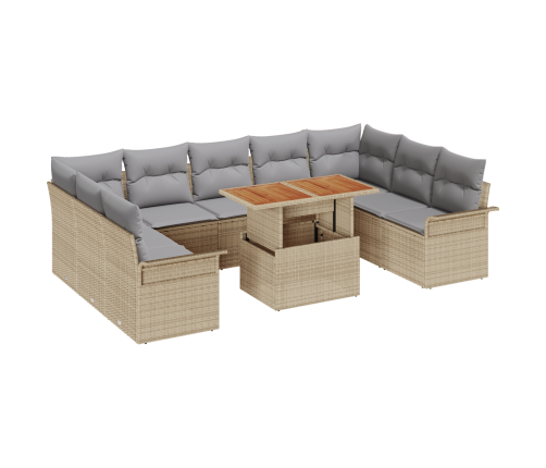 10 Gabalu Dārza Sofa Komplekts Ar Spilveniem Bēšs Poliritang Vidaxl