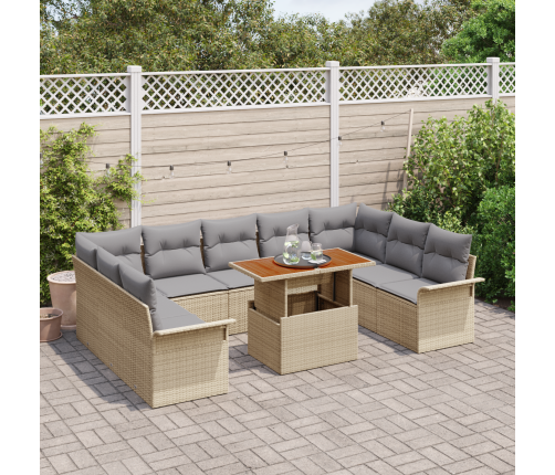 10 Gabalu Dārza Sofa Komplekts Ar Spilveniem Bēšs Poliritang Vidaxl