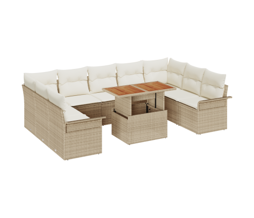 10 Gabalu Dārza Dīvānu Komplekts Ar Spilveniem Bēša Polietilēna Rotangpalmas Vidaxl