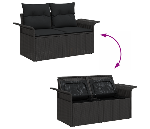 10 Daļīgs Dārza Dīvānu Komplekts Ar Spilveniem Melnā Polietilēna Rotangpalmas Vidaxl