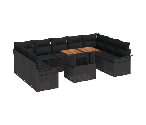 10 Daļīgs Dārza Dīvānu Komplekts Ar Spilveniem Melnā Polietilēna Rotangpalmas Vidaxl