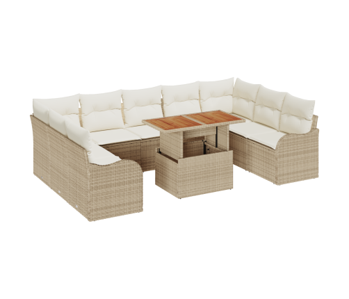 10 Gabalu Dārza Dīvānu Komplekts Ar Spilveniem Bēšs Poli Rotangpalma Vidaxl