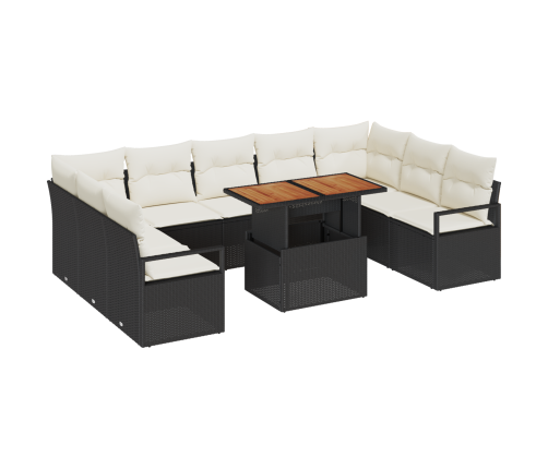 10 Gab. Dārza Dīvānu Komplekts Ar Spilveniem Melnā Poli Rotangpalmas Vidaxl