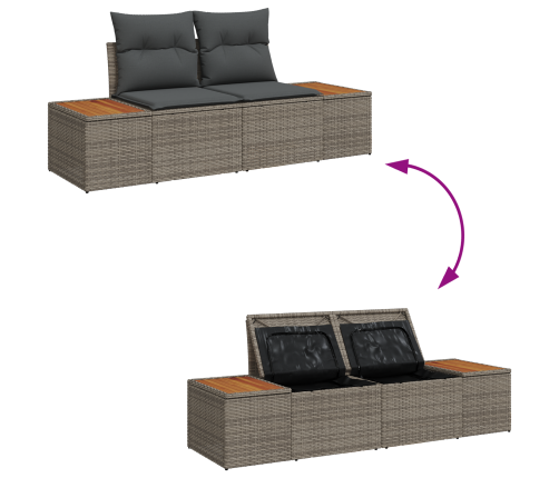 11 Gab. Dārza Sofa Komplekts Ar Spilveniem Pelēkā Polietilēna Rotangpalma Vidaxl