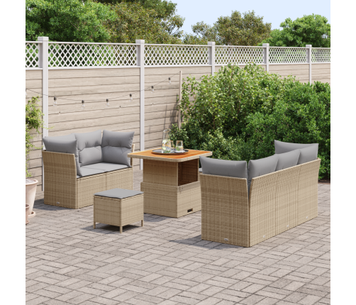 8 Gabalu Dārza Dīvānu Komplekts Ar Spilveniem Bēšs Poli Rotangpalma Akācija Vidaxl