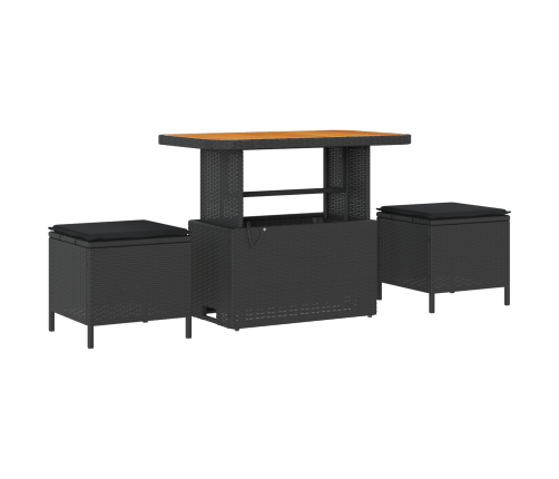 8 Daļu Dārza Dīvānu Komplekts Ar Spilveniem Melns Poli Rotangpalma Akācijas Vidaxl