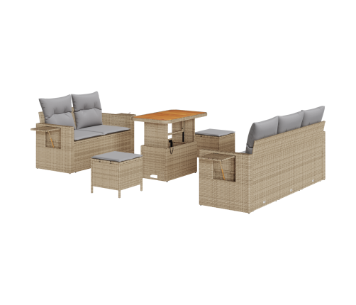 8 Gabalu Dārza Dīvānu Komplekts Ar Spilveniem Bēšs Poli Rotangpalma Akācija Vidaxl