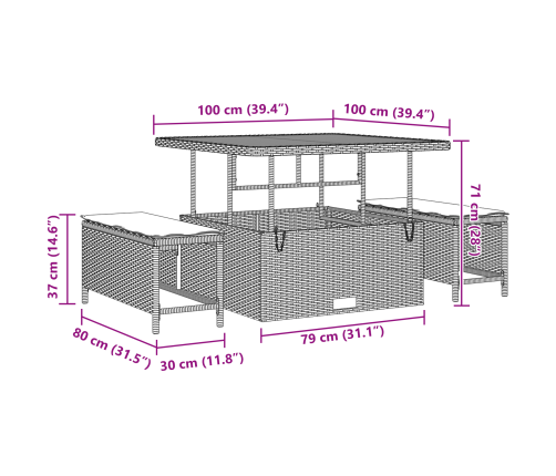 8 Daļu Dārza Dīvānu Komplekts Ar Spilveniem Melns Poli Rotangpalma Akācija Vidaxl