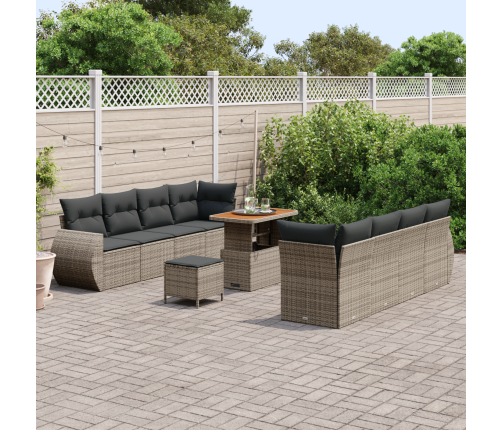 11 Gab. Dārza Dīvānu Komplekts Ar Spilveniem Pelēkajā Poli Rotangpalmas Akācijā Vidaxl