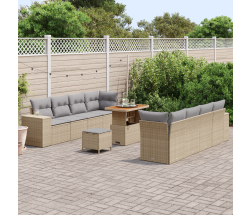 11 Gabalu Dārza Dīvānu Komplekts Ar Spilveniem Bēšs Poli Rotangpalma Akācija Vidaxl