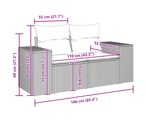11 Gabalu Dārza Dīvānu Komplekts Ar Spilveniem Bēšs Poli Rotangpalma Akācija Vidaxl