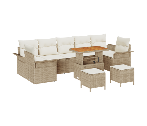 10 Daļu Dārza Dīvānu Komplekts Ar Spilveniem Bēšs Poli Rotangpalma Akācija Vidaxl