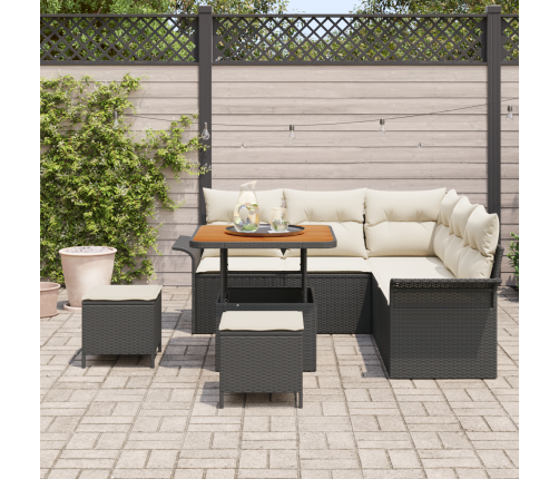 8 Daļu Dārza Dīvānu Komplekts Ar Spilveniem Melnas Poli Rotangpalmas Akācijas Vidaxl