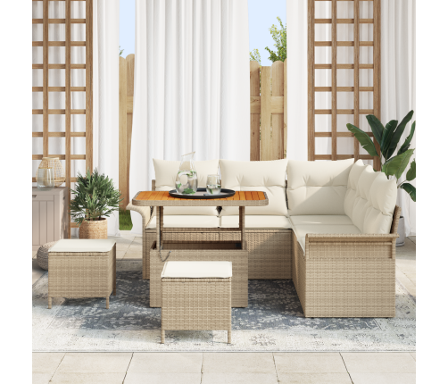 8 Daļu Dārza Dīvānu Komplekts Ar Spilveniem Bēšs Poli Rotangpalma Akācija Vidaxl