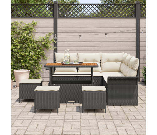 9 Daļu Dārza Dīvānu Komplekts Ar Spilveniem Melns Poli Rotangpalma Vidaxl