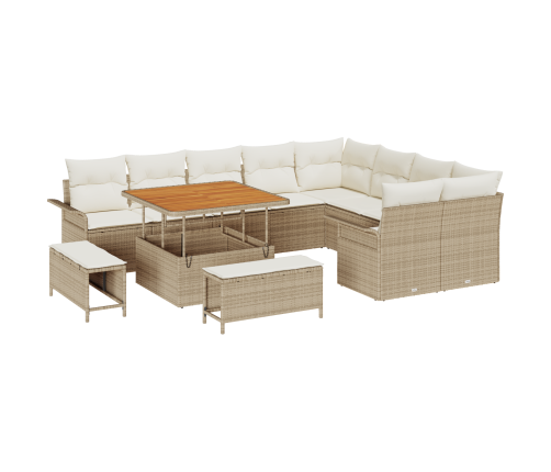 12 Gabalu Dārza Dīvānu Komplekts Ar Spilveniem Bēšs Poli Ratanā Akācija Vidaxl