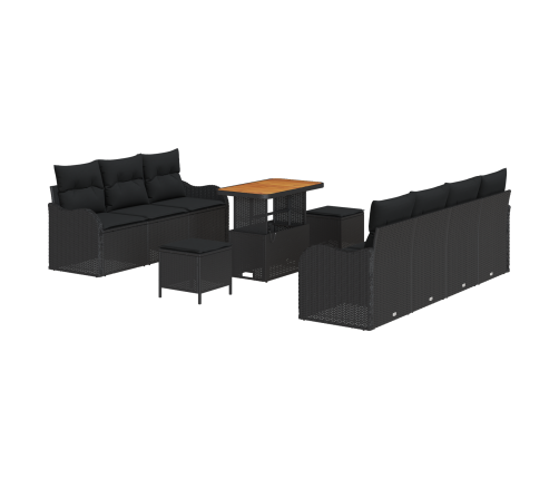 10 Gablu Dārza Dīvānu Komplekts Ar Spilveniem Melnā Polietilēna Rotangpalmas Vidaxl