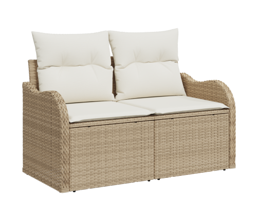 10 Daļu Dārza Dīvānu Komplekts Ar Spilveniem Bēšā Poli Rotangpalma Akācija Vidaxl