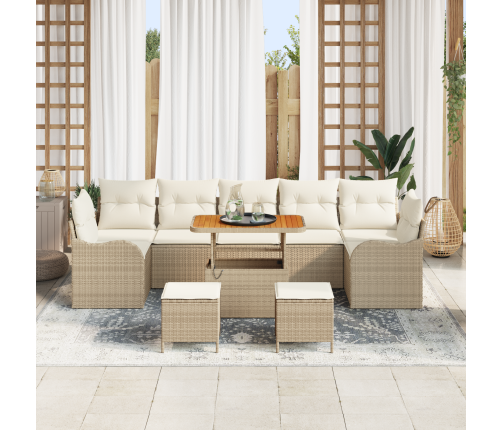 10 Daļu Dārza Dīvānu Komplekts Ar Spilveniem Bēšā Poli Rotangpalma Akācija Vidaxl