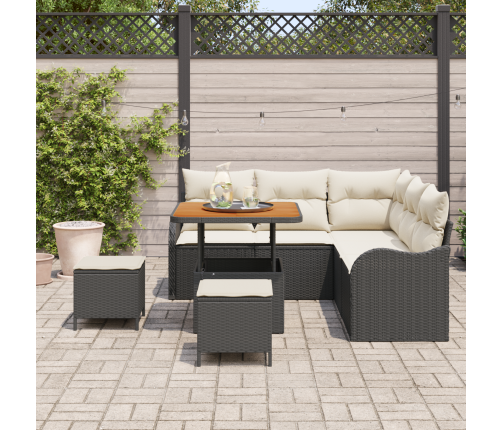 8 Daļu Dārza Dīvānu Komplekts Ar Spilveniem, Melna Poli Rotangpalma, Akācija Vidaxl