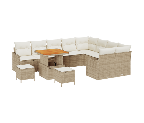 12 Vienību Dārza Dīvāna Komplekts Ar Spilveniem Bēšs Poli Rotangpalma Akācija Vidaxl