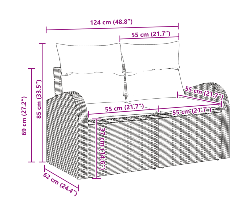 8 Daļīgs Dārza Dīvānu Komplekts Ar Spilveniem Melnā Poli Rotangpalmas Akācijas Vidaxl