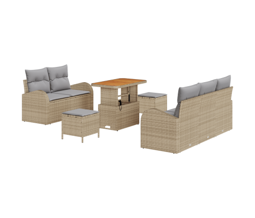 8 Daļu Dārza Dīvānu Komplekts Ar Spilveniem Bēšs Poli Rotangpalma Akācija Vidaxl