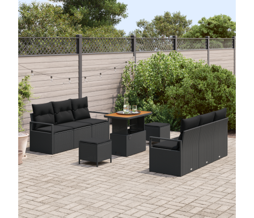 9 Gab Dārza Dīvānu Komplekts Ar Spilveniem Melnās Polietilēna Rotangpalmas Vidaxl