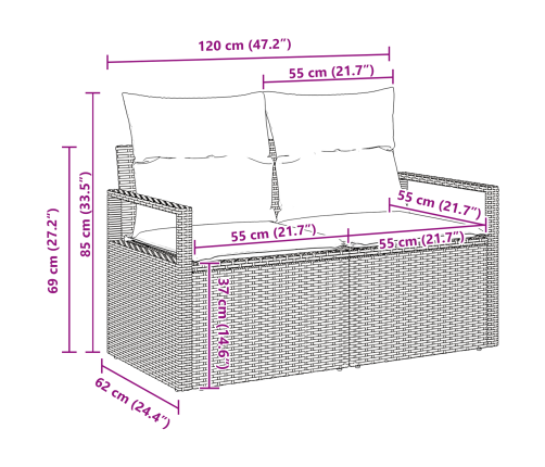 9 Gab Dārza Dīvānu Komplekts Ar Spilveniem Melnās Polietilēna Rotangpalmas Vidaxl