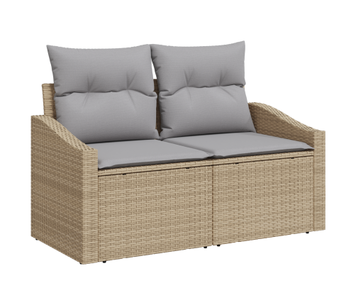 11 Daļu Dārza Dīvānu Komplekts Ar Spilveniem, Bēšs, Poli Rotangpalma, Akācija Vidaxl