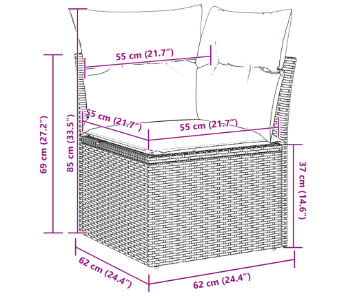 11 Daļu Dārza Dīvānu Komplekts Ar Spilveniem Melns Polietilēna Rotangpalma Akācija Vidaxl