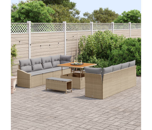 11 Gab. Dārza Dīvānu Komplekts Ar Spilveniem Bēšs Poli Ratan Akācija Vidaxl