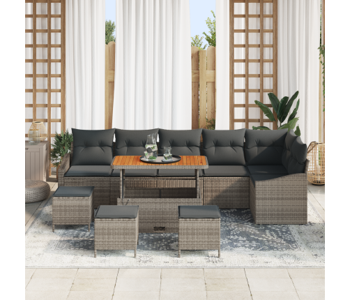 10 Gabalu Dārza Dīvānu Komplekts Ar Spilveniem Pelēkā Poli Rattan Akācija Vidaxl