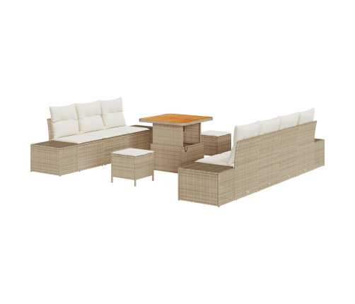 10 Daļu Dārza Dīvānu Komplekts Ar Spilveniem Bēšā Poli Rotangpalma Akācija Vidaxl