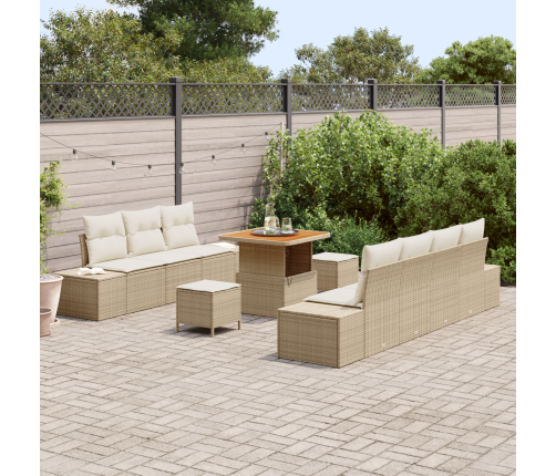 10 Daļu Dārza Dīvānu Komplekts Ar Spilveniem Bēšā Poli Rotangpalma Akācija Vidaxl