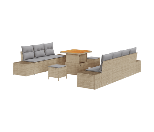 10 Gabali Dārza Dīvānu Komplekts Ar Spilveniem Bēšs Poli Rotangpalma Akācija Vidaxl