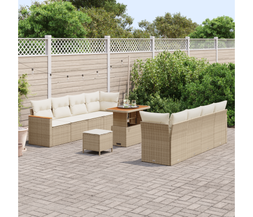 11 Gabalu Dārza Dīvānu Komplekts Ar Spilveniem Bēšs Poli Rotangpalma Akācija Vidaxl