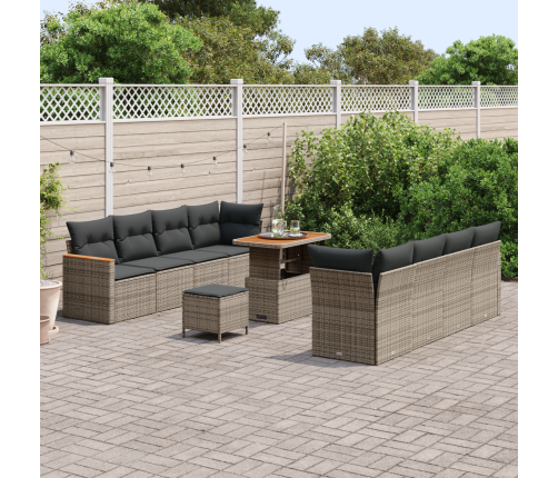 11 Gabalu Pelēks Poli Rotangpalmas Dārza Dīvānu Komplekts Ar Spilveniem Vidaxl