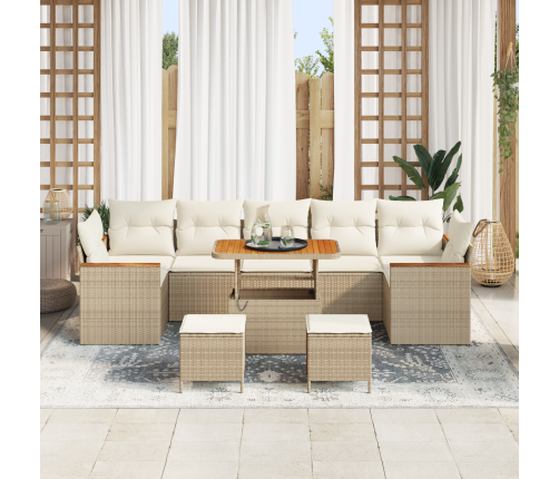 10 Gabalu Dārza Dīvānu Komplekts Ar Spilveniem Bēšs Poli Rotangpalma Akācija Vidaxl