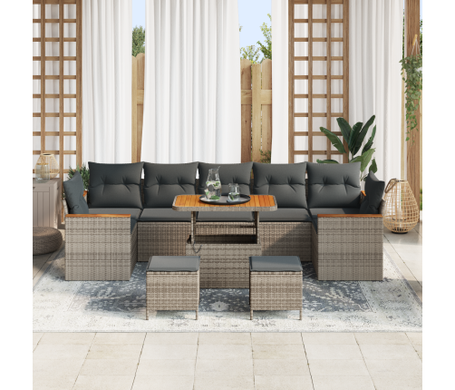 10 Daļu Dārza Dīvānu Komplekts Ar Spilveniem Pelēks Poli Rotangpalma Akācija Vidaxl